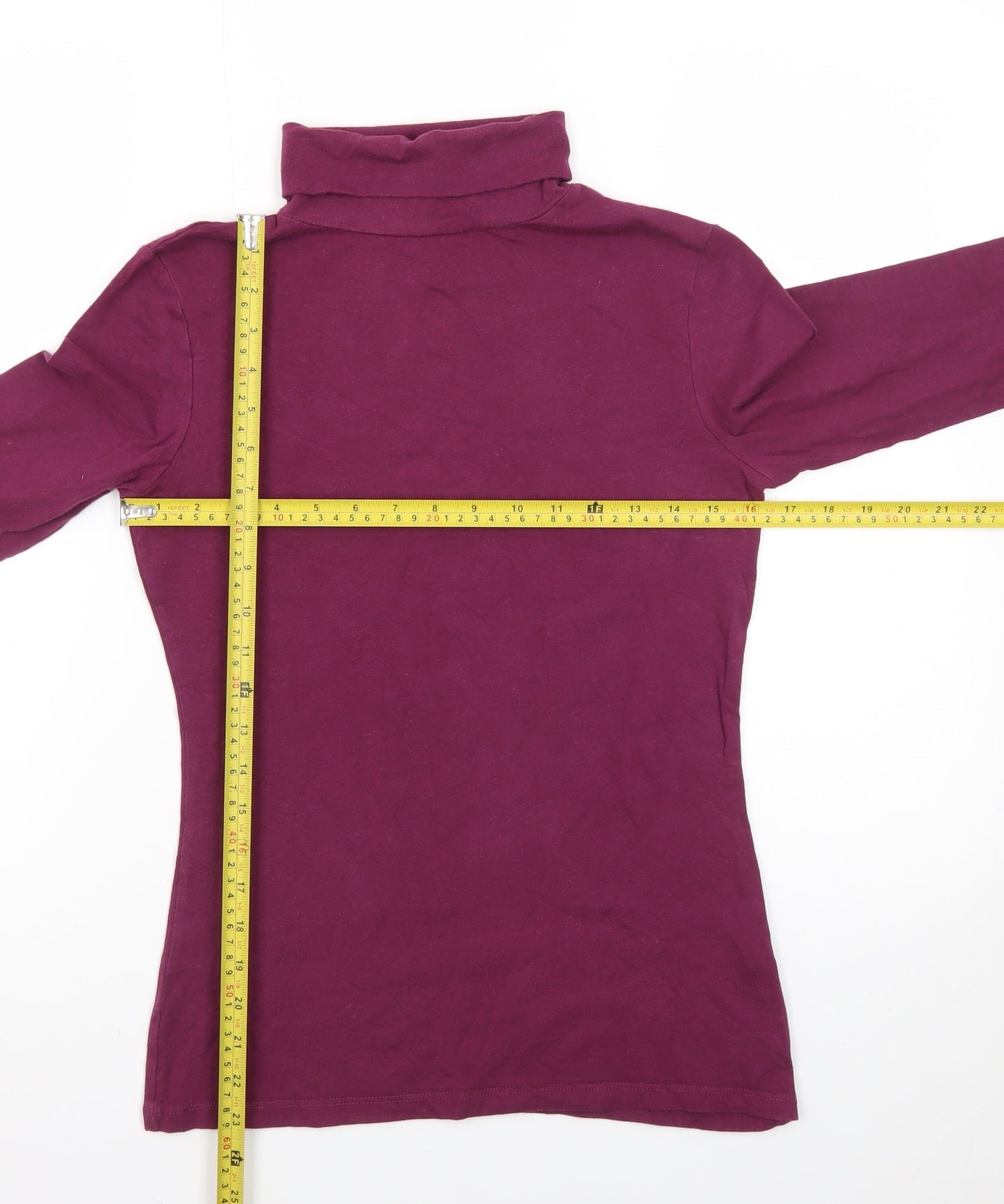 Primark Women’s Purple Roll Neck Long Sleeve Cotton Stretch Top Size 10