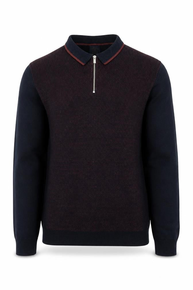 Next Men's Navy Cotton 1/4 Zip Collared Jumper Size L