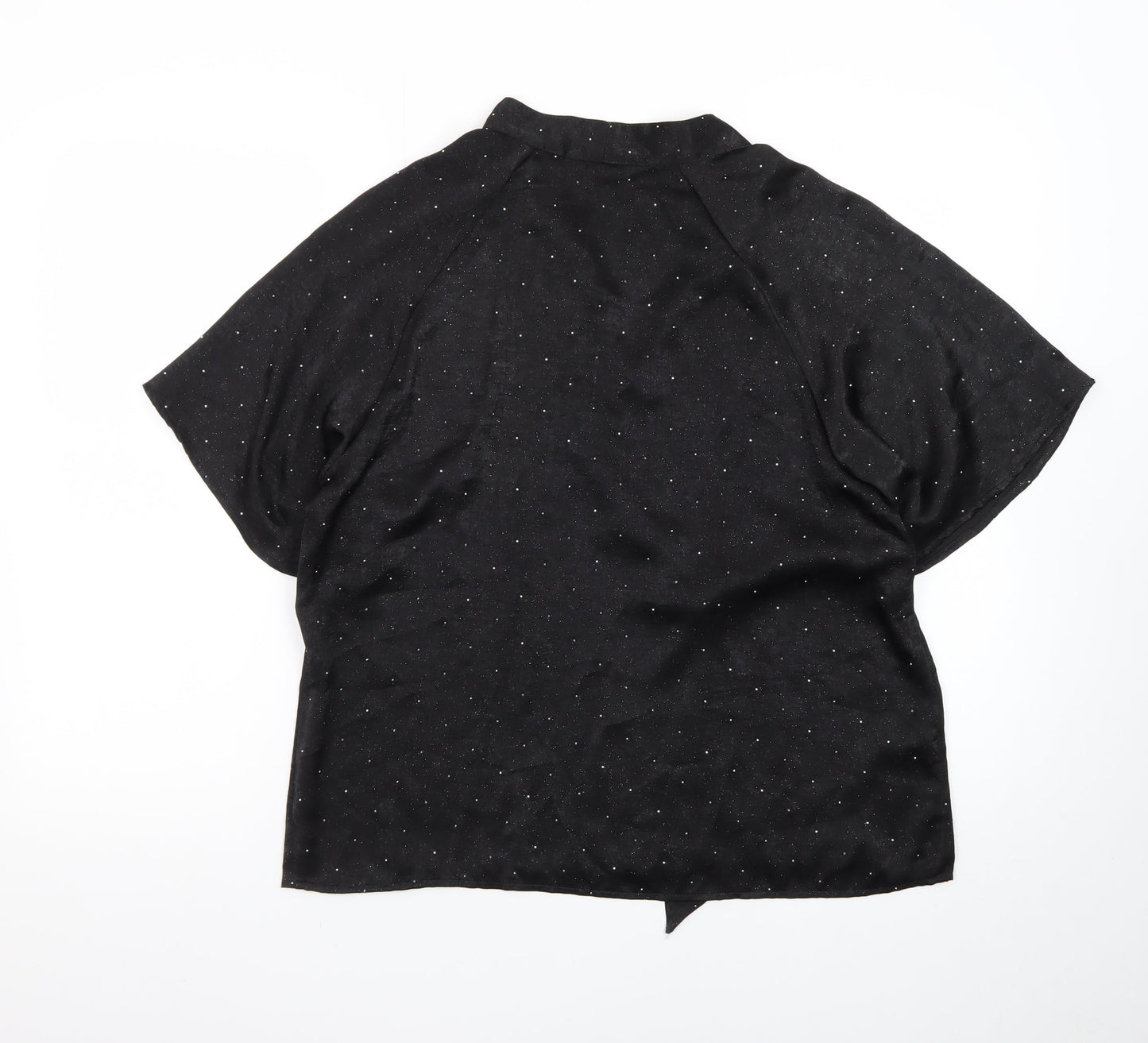 b.young Women’s Black Wrap Blouse Size 12 Short Sleeve Glitter