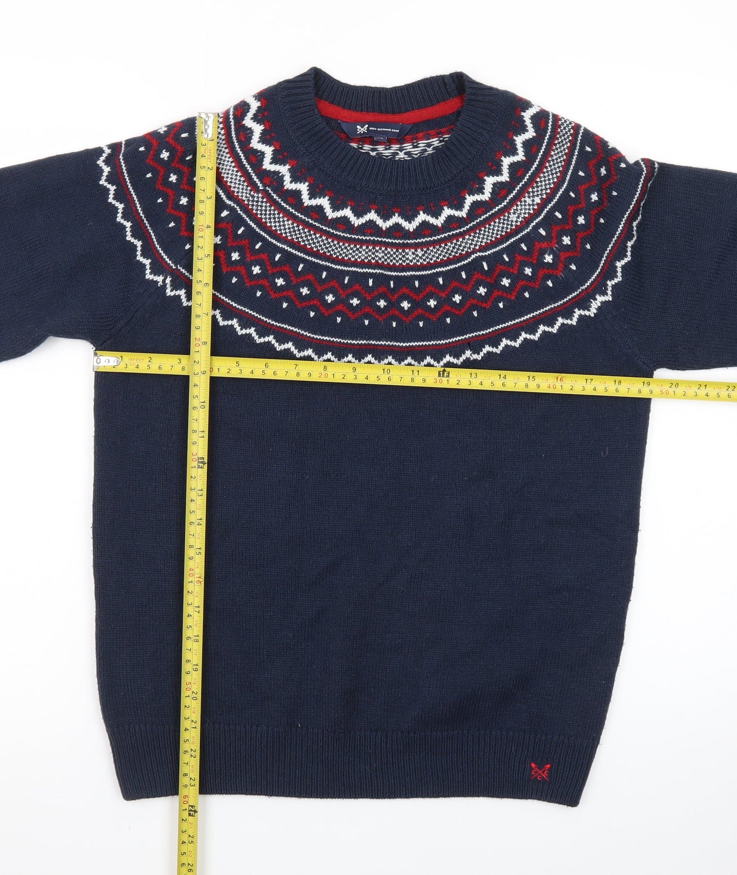 Crew Clothing Company Womens Blue Fair Isle Wool Blend Jumper Size 12