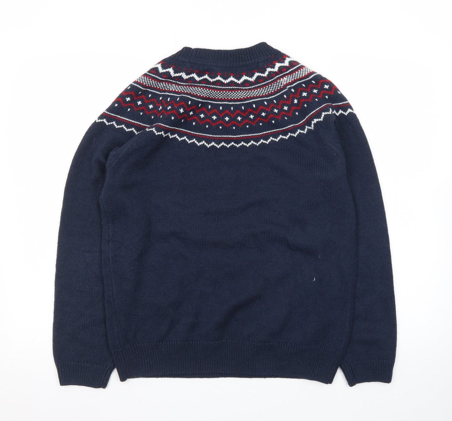 Crew Clothing Company Womens Blue Fair Isle Wool Blend Jumper Size 12