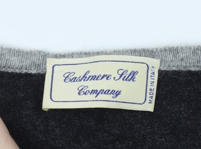Cashmere Silk Company Women's Black V-Neck Jumper Size XL