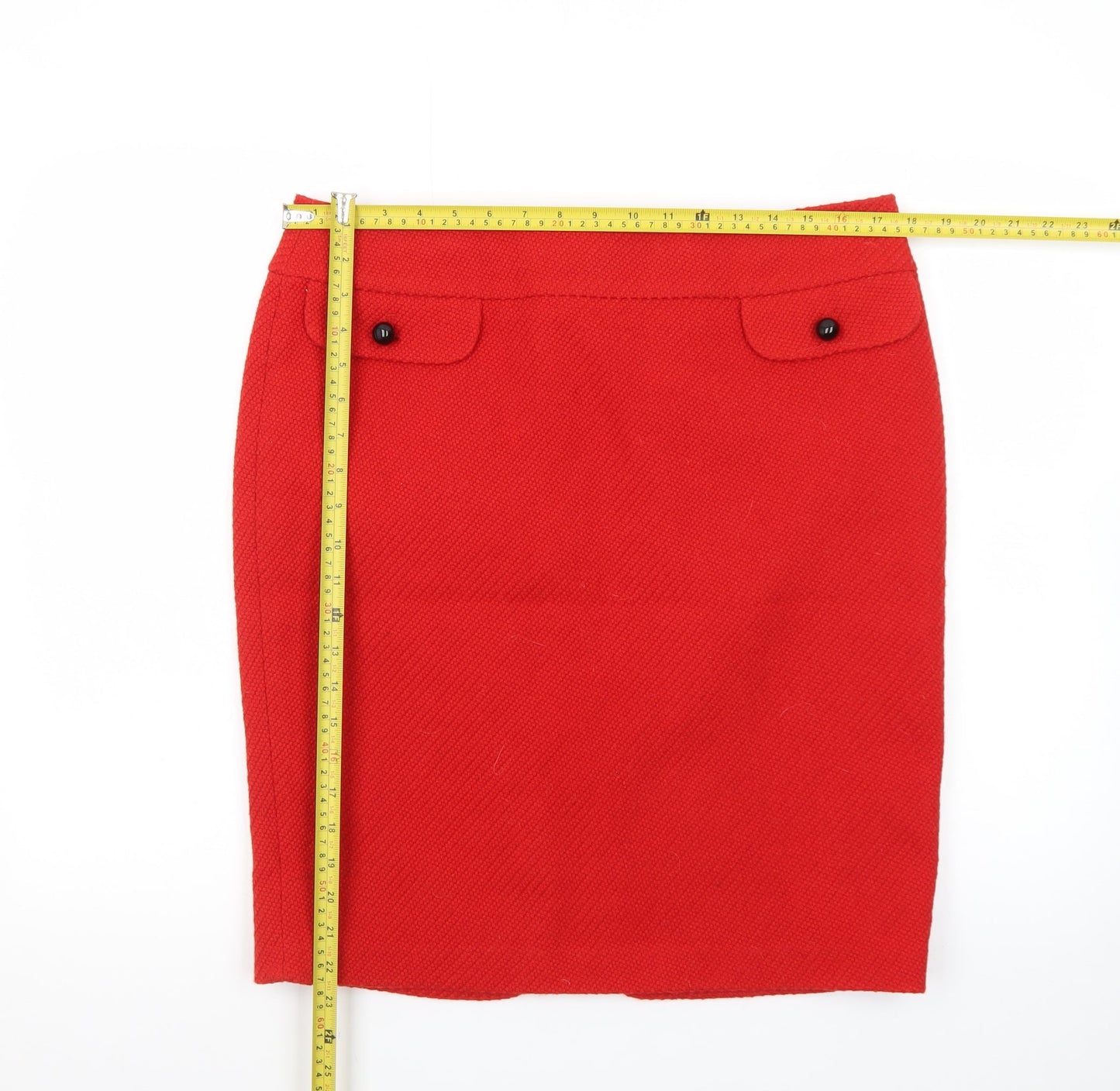 Marks and Spencer Women Red Wool Blend Pencil Skirt Size 16 Petite