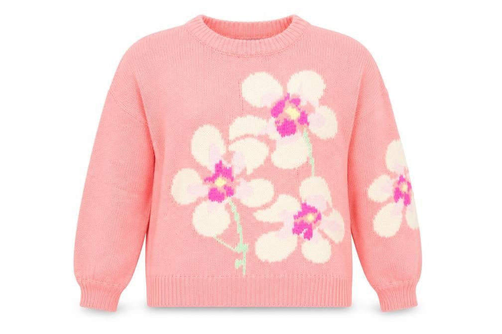 Oliver Bonas Women’s Pink Floral Knit Crew Neck Jumper Size 16