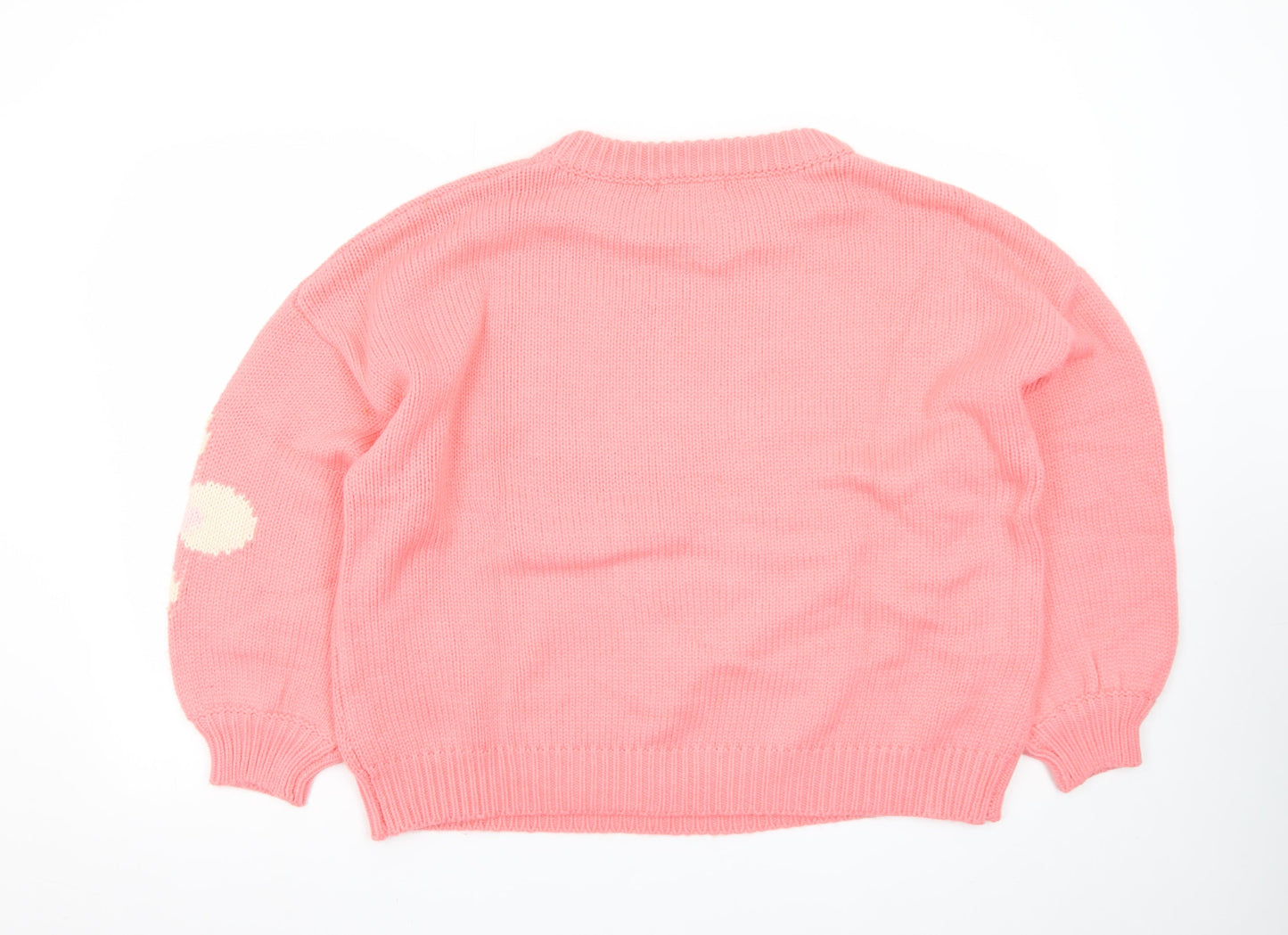 Oliver Bonas Women’s Pink Floral Knit Crew Neck Jumper Size 16
