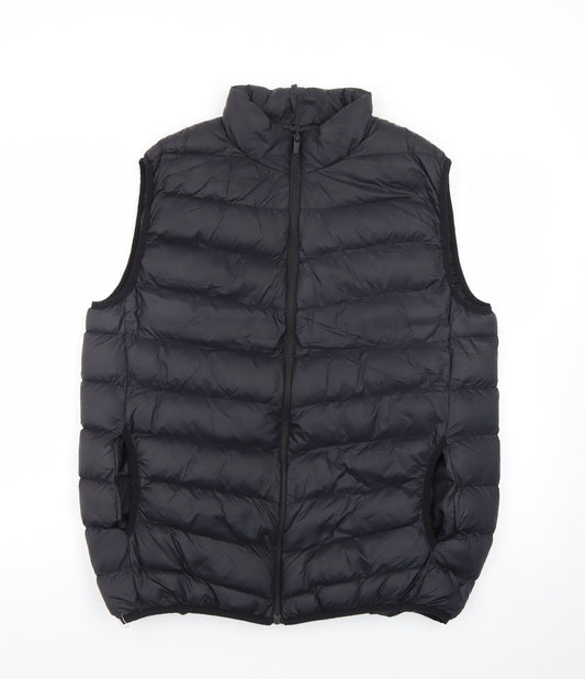 Brave Soul Men's Black Puffer Gilet Waistcoat Size L Warm Lightweight