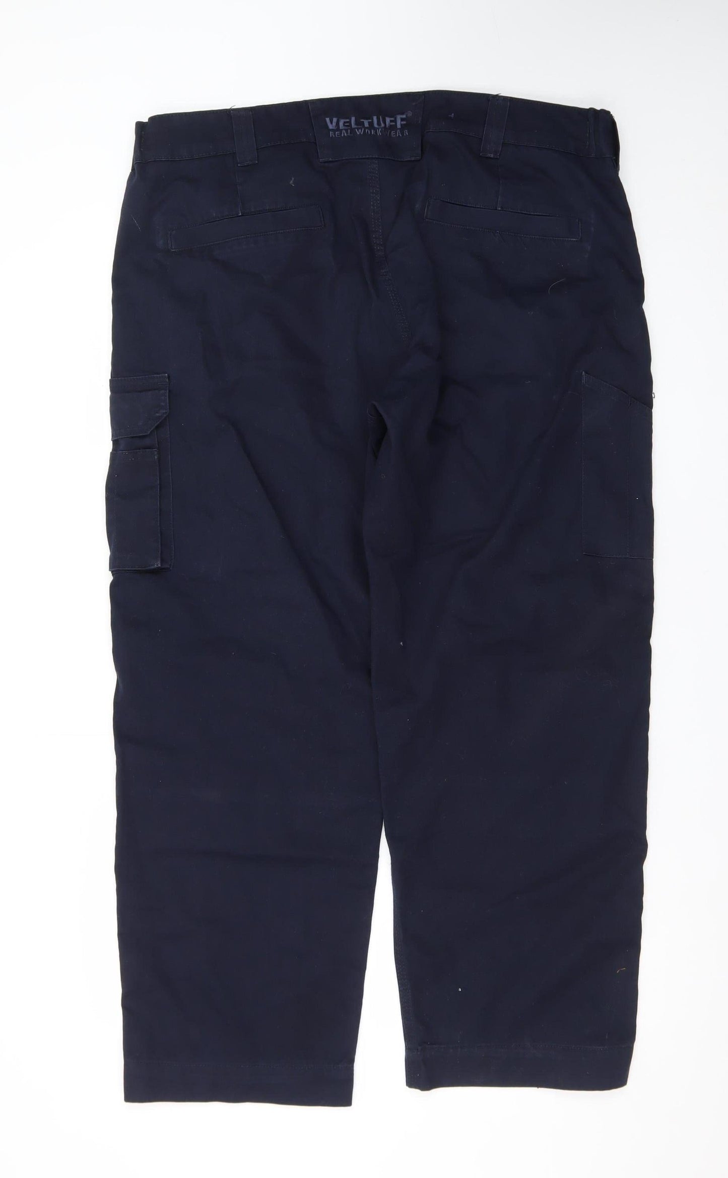 VELTUFF Men's Blue Cargo Work Trousers Size 42S Regular Fit