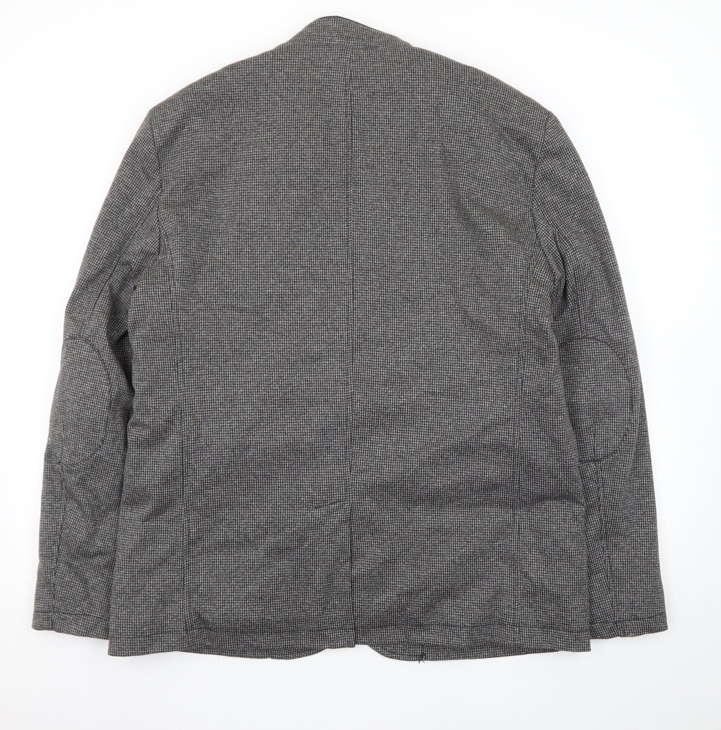 ZARA Women Grey Check Wool Blend Blazer Jacket XL
