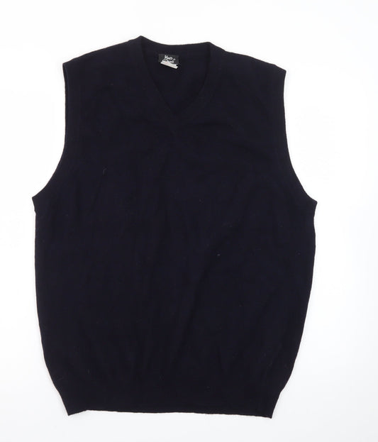 Marco Donati Men's Black Wool V-Neck Sleeveless Vest L