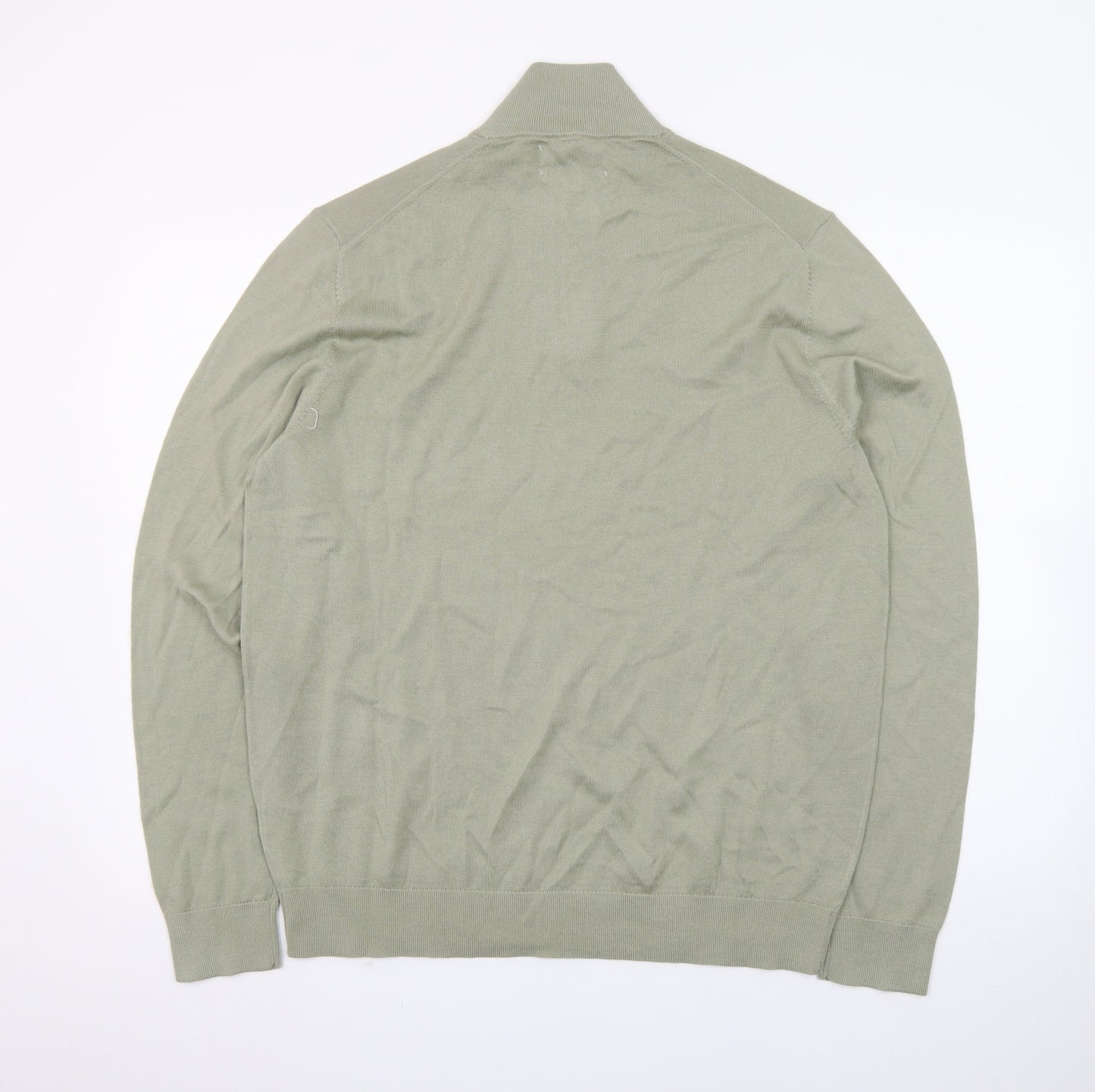 Marks and Spencer Men’s Green Merino Wool Half Zip Jumper L
