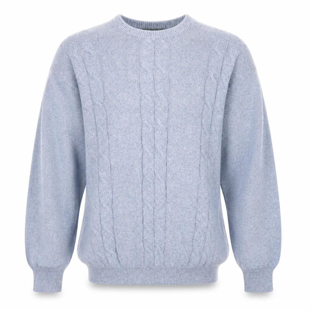 Lyle & Scott Men Blue XL Cable-Knit Cotton Crew Neck Jumper
