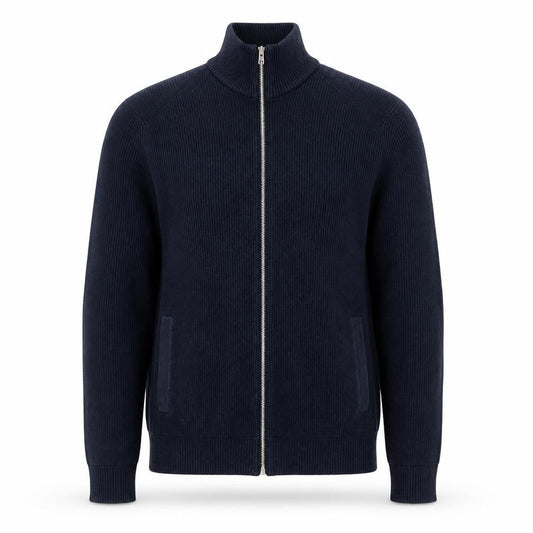 Marks & Spencer Men’s Blue Full Zip High Neck Knit Jumper Small