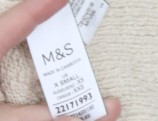 Marks and Spencer Women's Beige Collared Short Sleeve Cardigan XS
