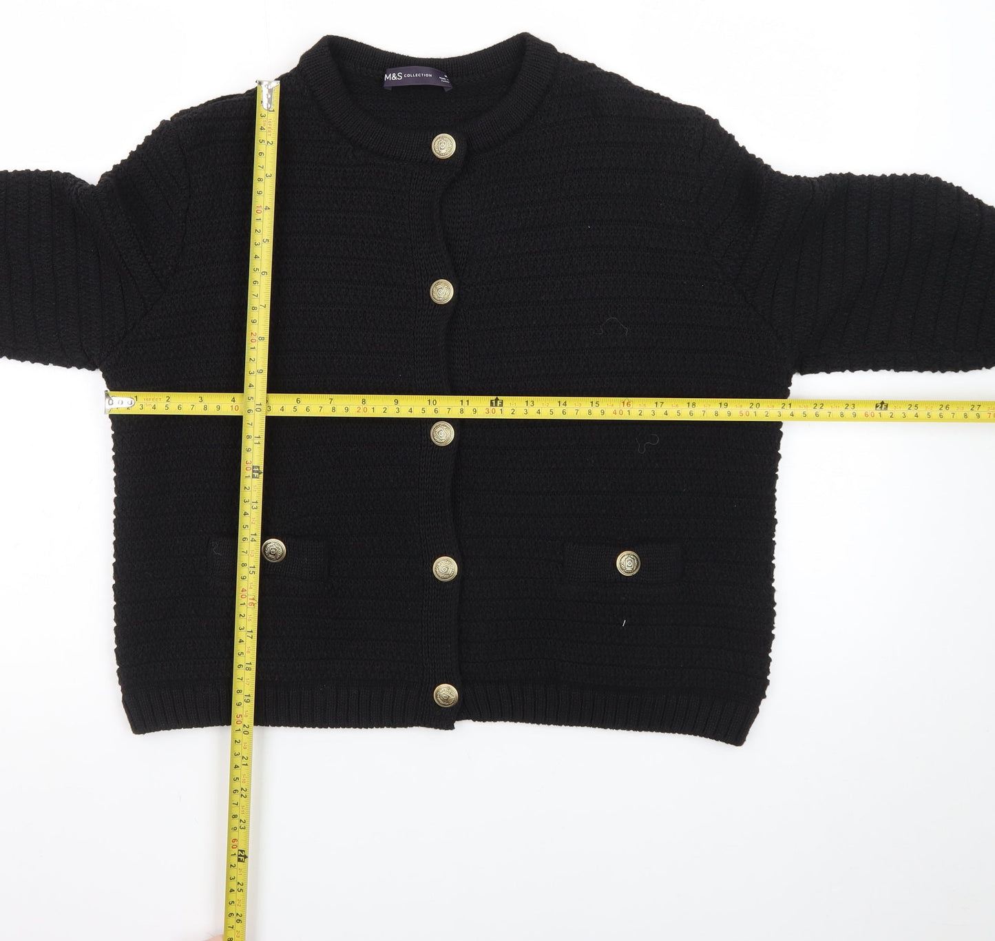 Marks and Spencer Women's Black Knit Button Cardigan Medium