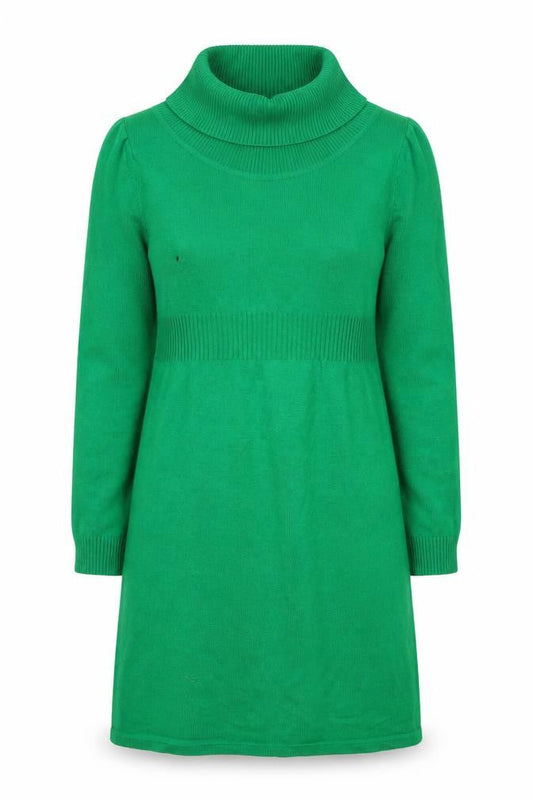 H&M Divided Women’s Green Jumper Dress Size 14 Cowl Neck Knit Long Sleeve