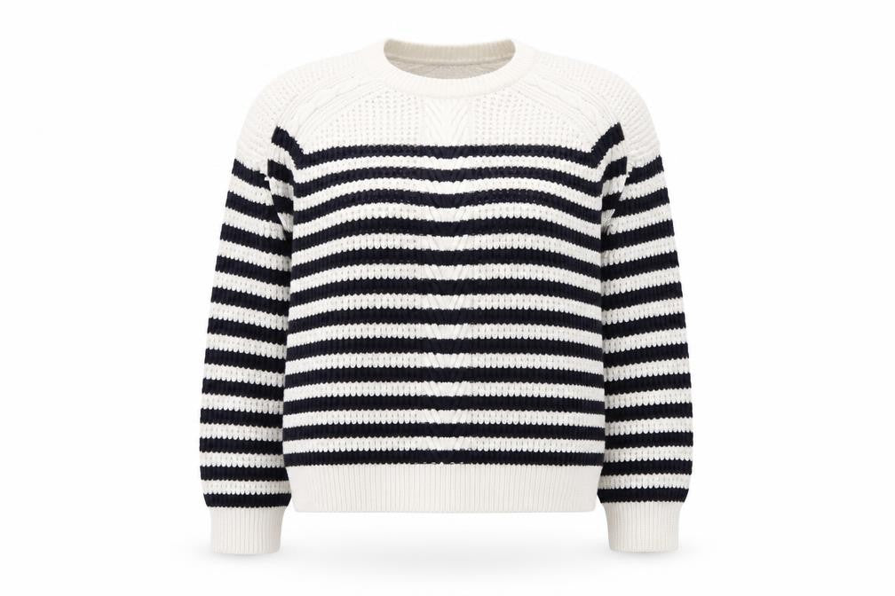 Marks & Spencer Women’s Navy Stripe Cotton Knit Jumper Size 24