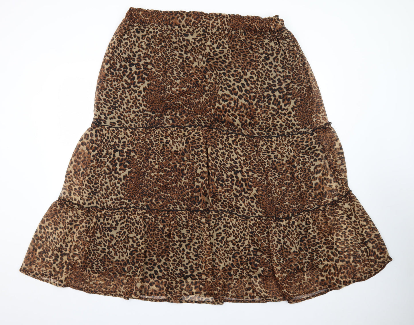 New Look Women's Brown Leopard Print Midi Peasant Skirt Size 18