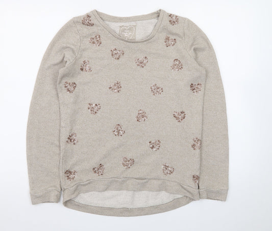 Next Women’s Beige Sequin Heart Knit Jumper Size 8
