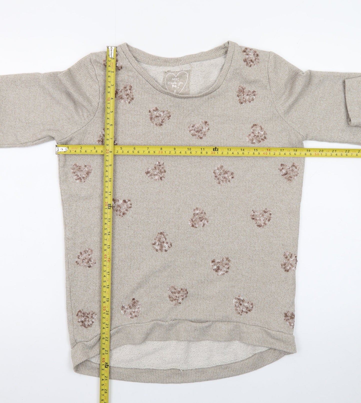 Next Women’s Beige Sequin Heart Knit Jumper Size 8
