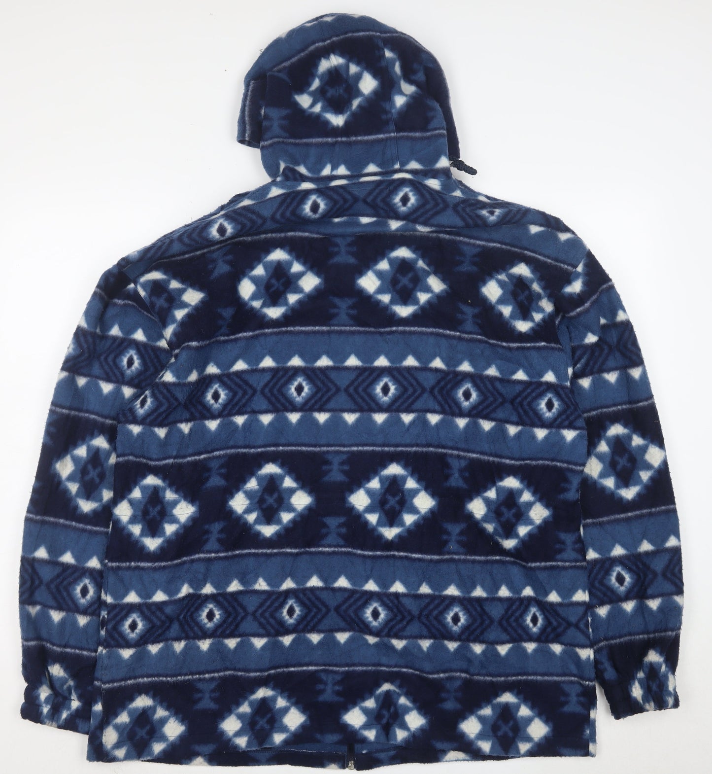 Cabin Creek Women Blue Aztec Fleece Hooded Full Zip Jacket L