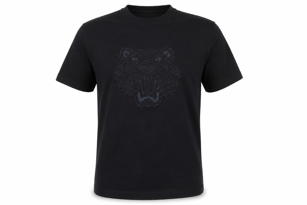 Kenzo Men Black XL Embroidered Tiger Logo Cotton T-Shirt