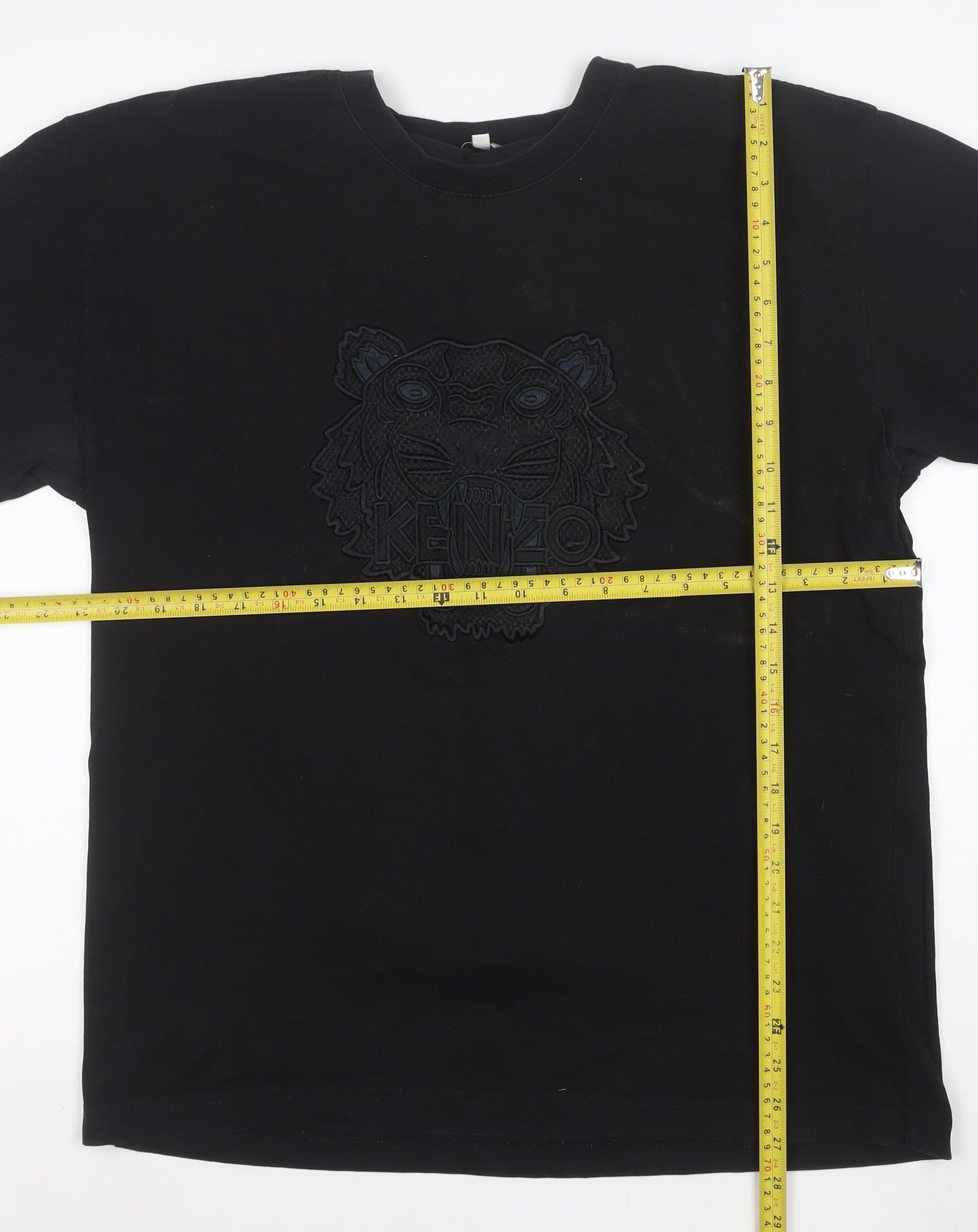 Kenzo Men Black XL Embroidered Tiger Logo Cotton T-Shirt