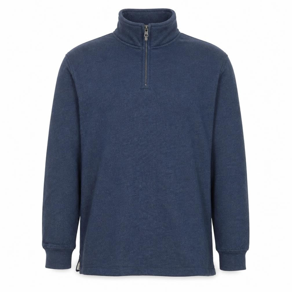 Arrow Men's Blue 1/4 Zip High Neck Cotton Blend Pullover Sweatshirt Size L