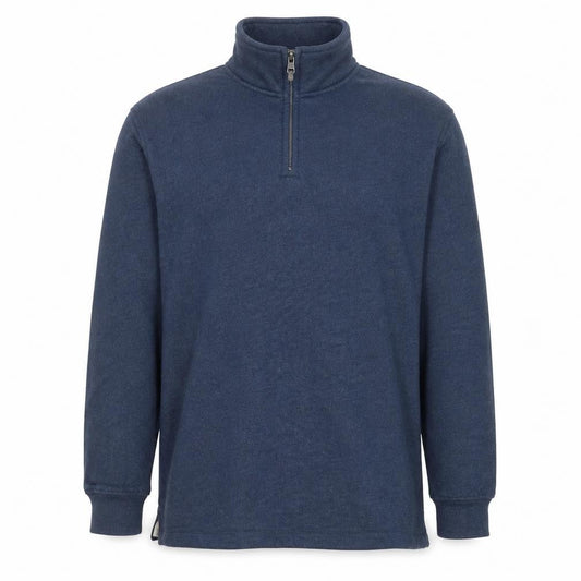 Arrow Men's Blue 1/4 Zip High Neck Cotton Blend Pullover Sweatshirt Size L