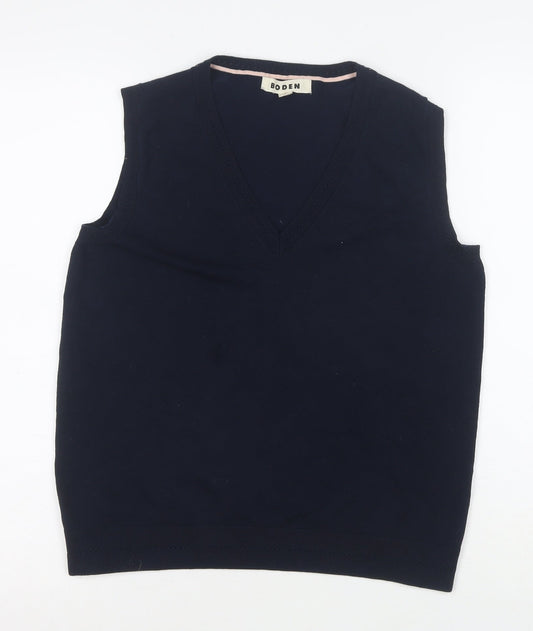 Boden Women's Blue Cotton V-Neck Sleeveless Knit Vest M