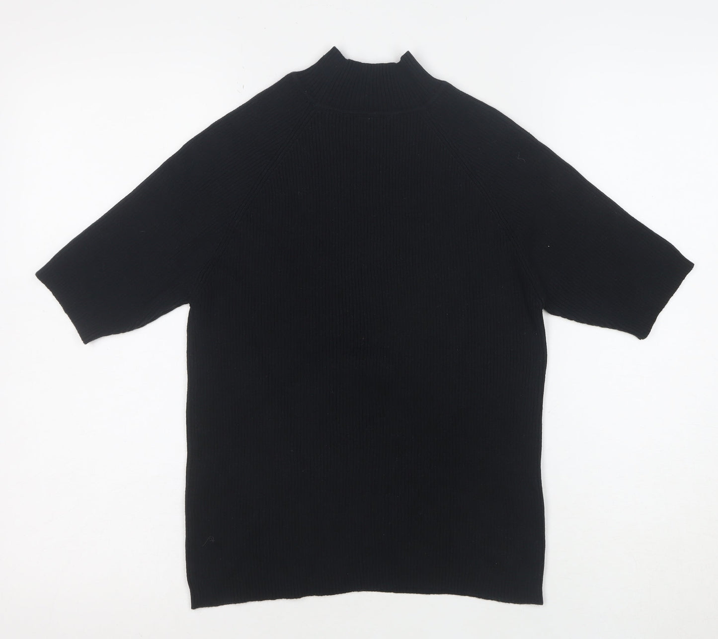Bravissimo Women’s Black Mock Neck Short Sleeve Cotton Knit Top Size 14