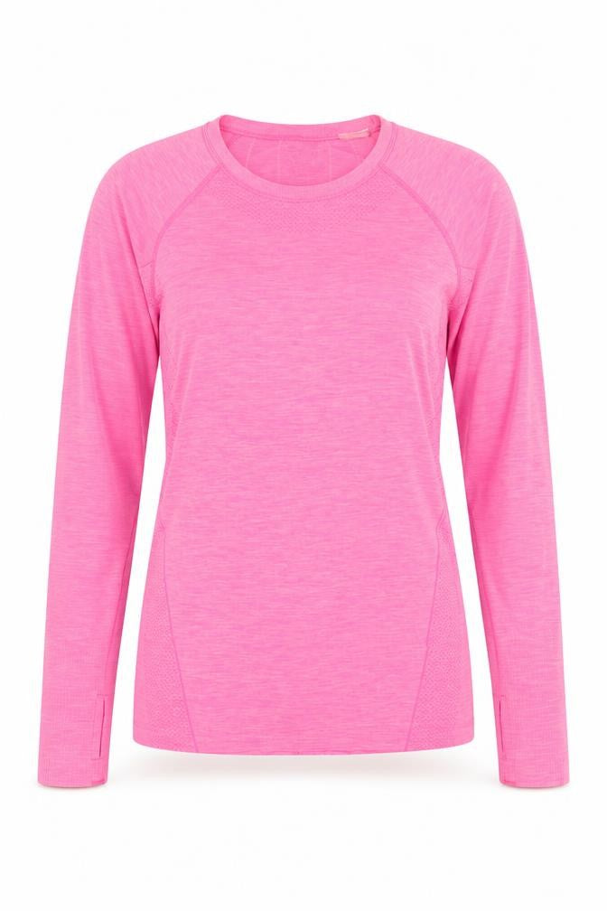 H&M Women Pink Long Sleeve Sport T-Shirt Size S Slim Fit Activewear