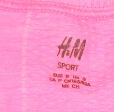 H&M Women Pink Long Sleeve Sport T-Shirt Size S Slim Fit Activewear