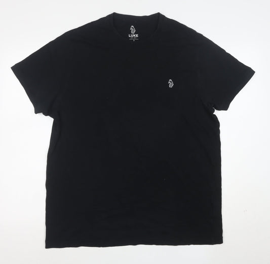 Luke Men's Black Cotton Crew Neck Logo T-Shirt Size L