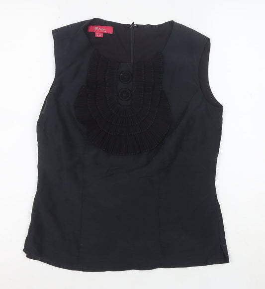 Monsoon Women’s Black Sleeveless Ruffle Blouse Size 10