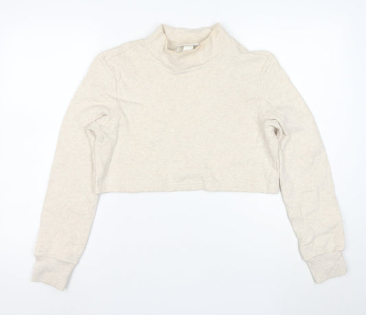 Monki Women Beige XS Cropped Pullover Sweatshirt