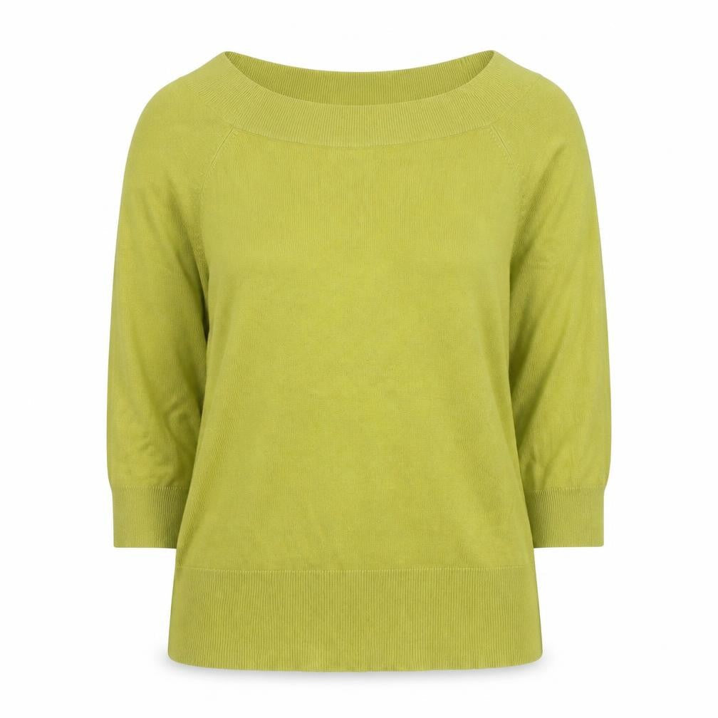 M&Co Women Green Size 16 Cotton Blend Boat Neck 3/4 Sleeve Jumper