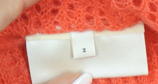 Cream Womens Orange Open-Knit V-Neck Jumper Size M