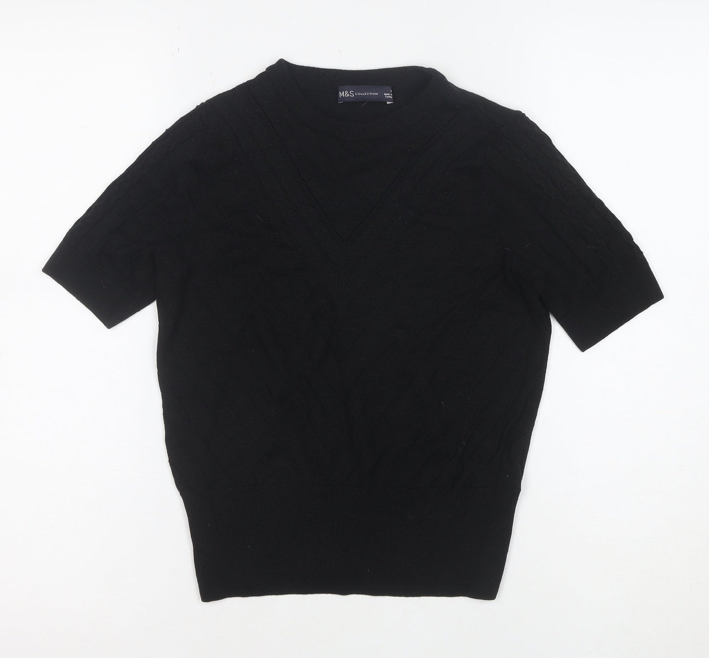 Marks and Spencer Women's Black Knit Short Sleeve Top Size 8