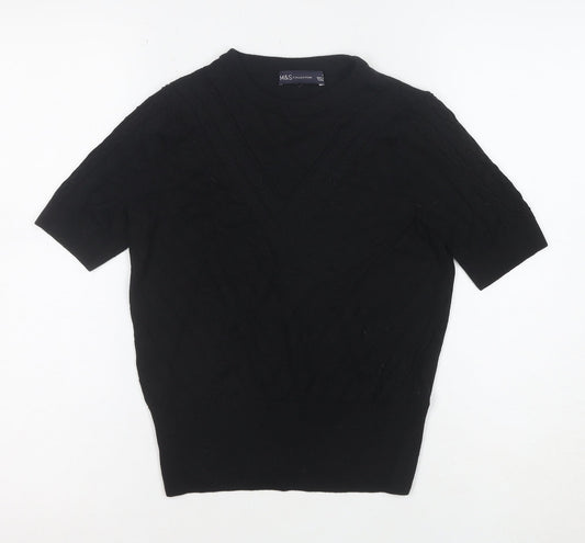 Marks and Spencer Women's Black Knit Short Sleeve Top Size 8