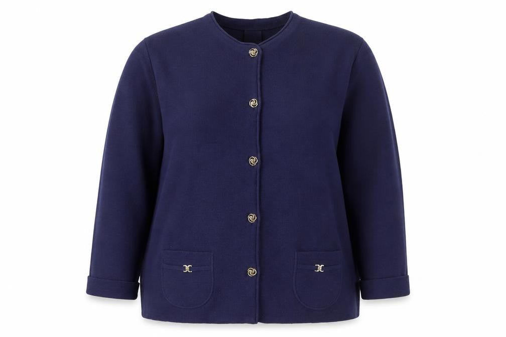 Classics Women's Blue Wool Blend Long Sleeve Cardigan Size 20