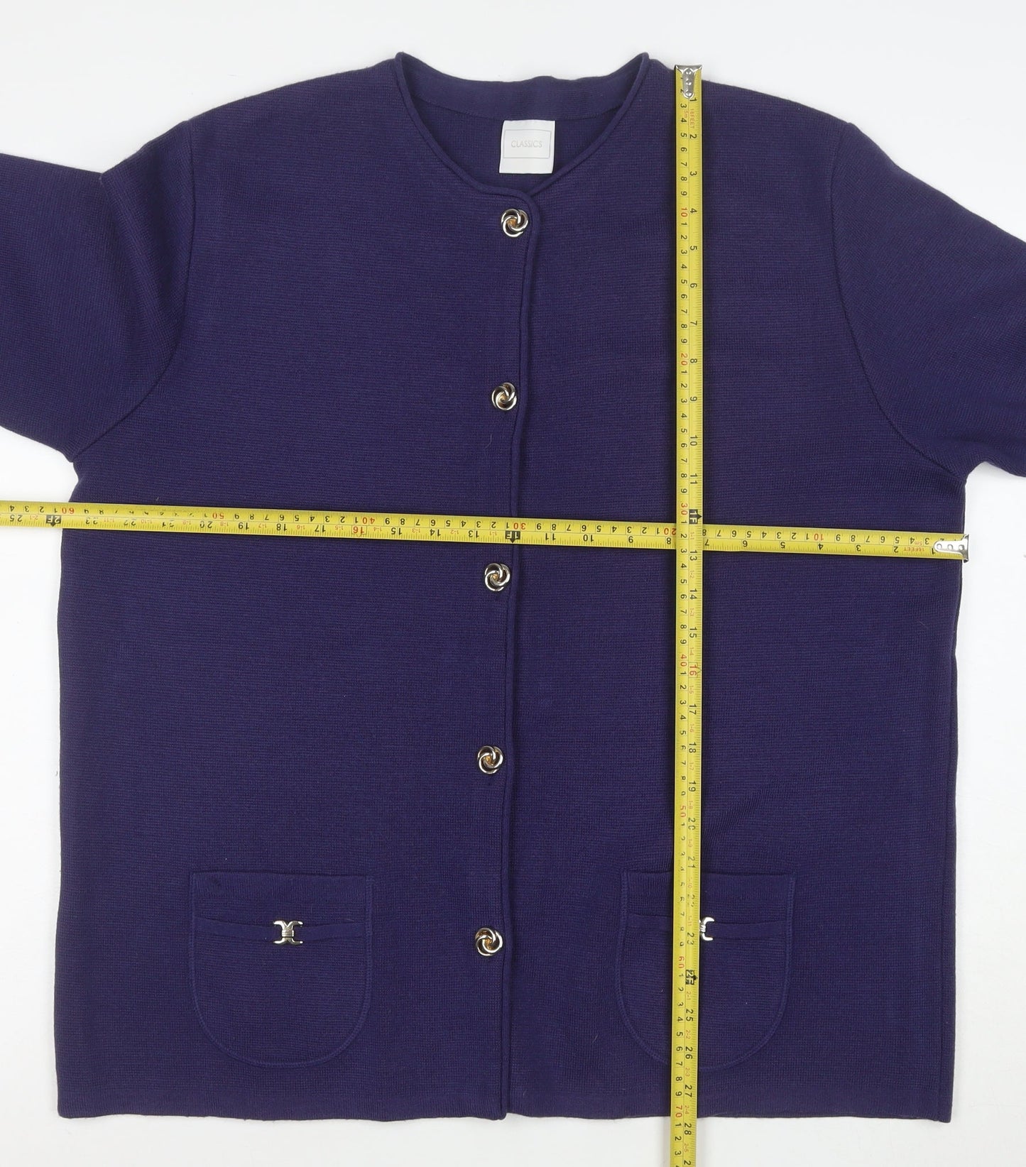 Classics Women's Blue Wool Blend Long Sleeve Cardigan Size 20