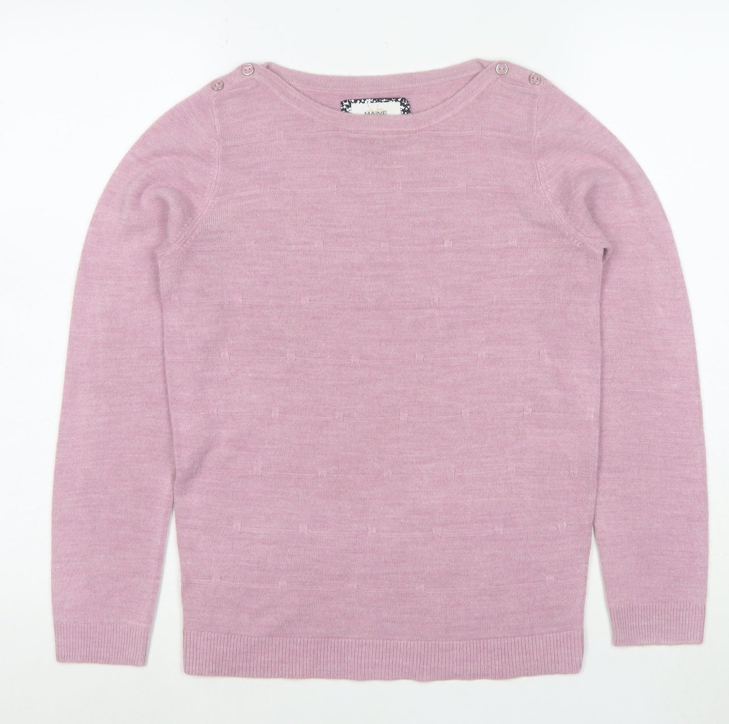 Maine New England Womens Pink Wool Blend Crew Neck Jumper Size 8