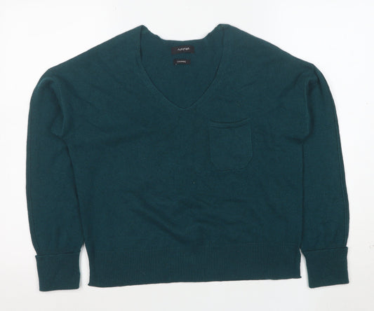 Marks and Spencer Women’s Green Cashmere V-Neck Jumper S