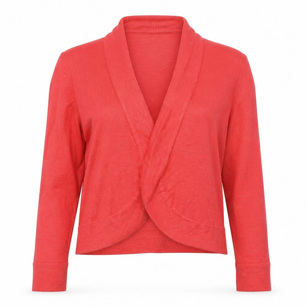 Eliza J Women's Red Knit V-Neck Long Sleeve Cardigan M