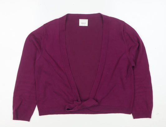 Next Women Purple Bow Front Cardigan UK 14 Long Sleeve Knit