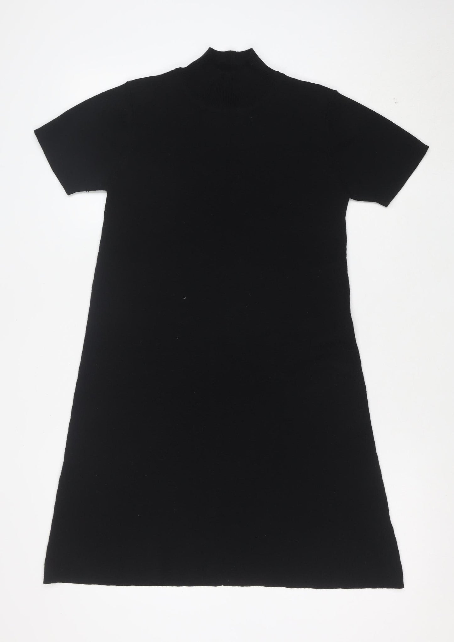 Next Women’s Black Merino Wool Short Sleeve Knit Shift Dress S