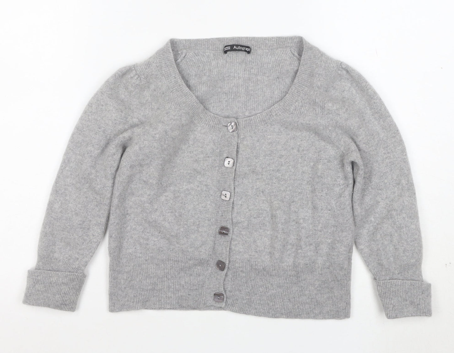 Marks and Spencer Women’s Grey Cashmere Scoop Neck Cardigan Size 14