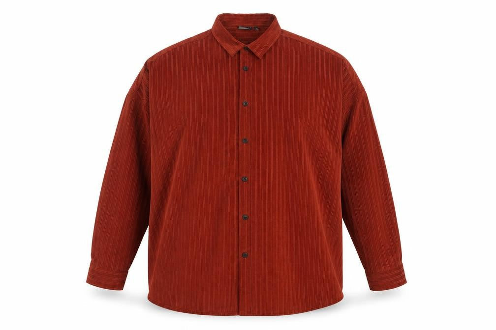 ASOS Men’s Brown Corduroy Striped Button-Up Shirt 2XL Relaxed Fit