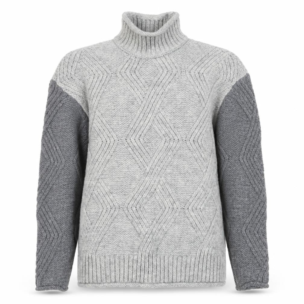 Marks & Spencer Mens Grey Cable Knit High Neck Jumper Size S