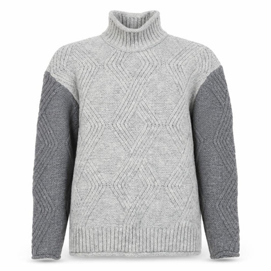 Marks & Spencer Mens Grey Cable Knit High Neck Jumper Size S
